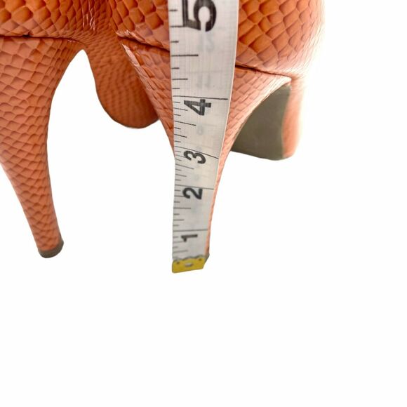 Steve Madden Stiletto Heels Women's P-Ronni Orange Snakeskin Slip On Pump Size 8 - Picture 10 of 16
